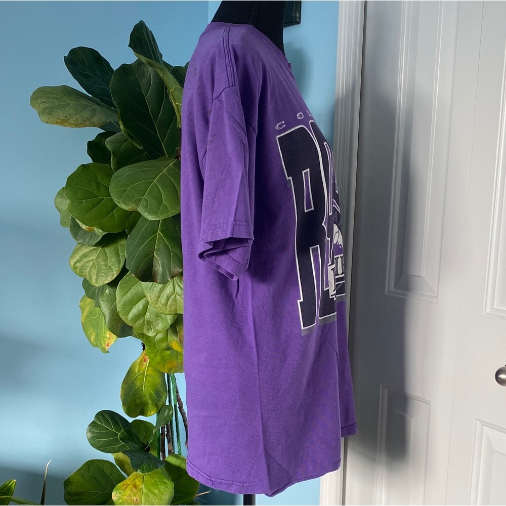 Rare Vintage 1995 Colorado Rockies MLB Team Graphic LOGO 7 Purple Large T-Shirt - Picture 7 of 9